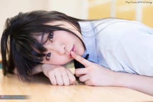 Japanese cutie posing in school